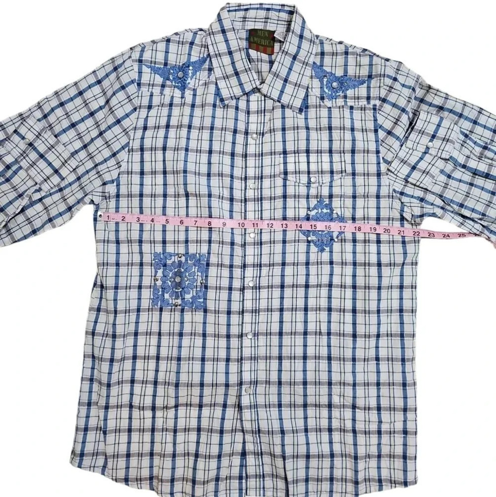 Vintage 80s International Male Western Shirt XL Plaid Lurex Disco Cowboy Rare - Picture 6 of 7